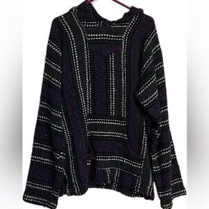 Vintage Baja Joe Hoodie purple black gray beach hippie size XL with pouch pocket